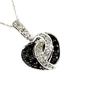 DIA & BLACK DIA HEART PENDANT