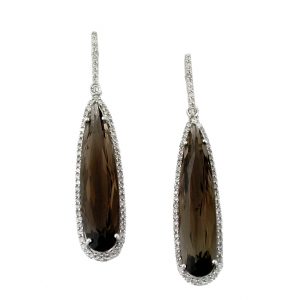 SMOKY QUARTZ & DIAMOND EARRING
