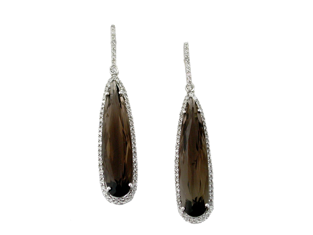 SMOKY QUARTZ & DIAMOND EARRING