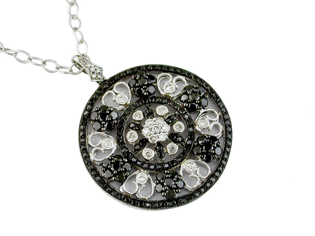 BLACK DIA & DIA CIRCLE PENDANT