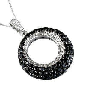 BLACK DIA & DIA CIRCLE PENDANT