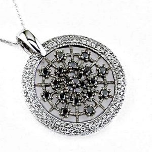BLACK DIA & DIA CIRCLE PENDANT