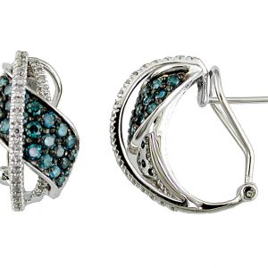 BLUE DIAMOND & DIAMOND EARRING