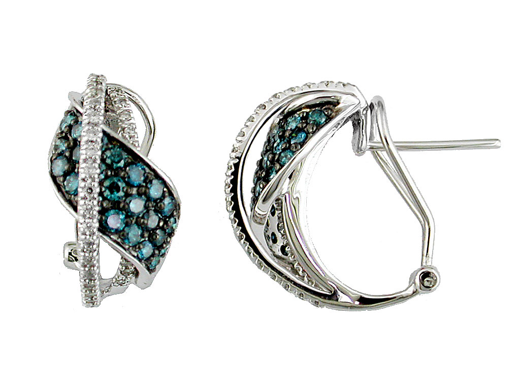 BLUE DIAMOND & DIAMOND EARRING