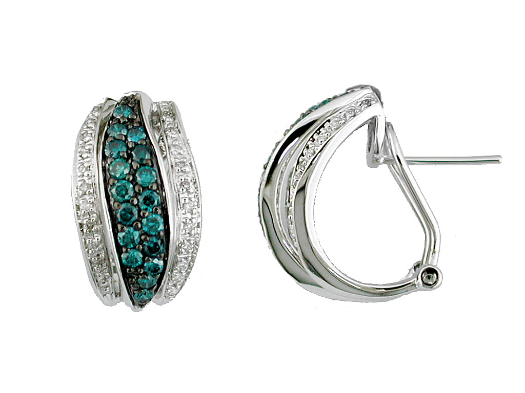 BLUE DIAMOND & DIAMOND EARRING
