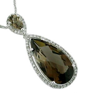 SMOKY QUARTZ & DIAMOND PENDANT
