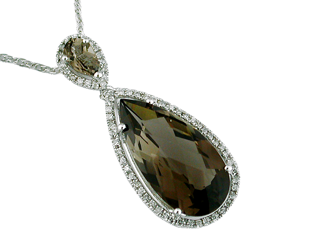 SMOKY QUARTZ & DIAMOND PENDANT