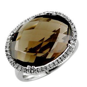 SMOKY QUARTZ & DIAMOND RING