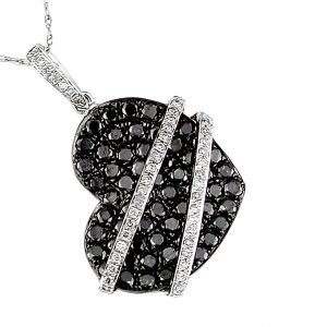 BLACK DIA & DIA HEART PENDANT