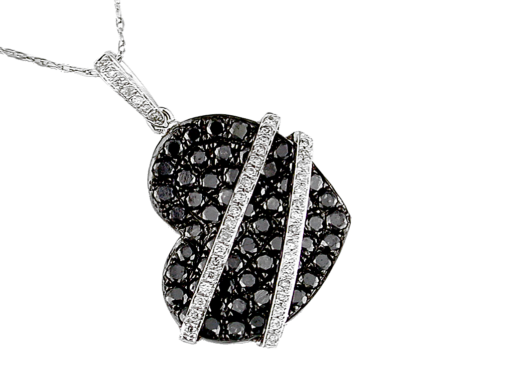 BLACK DIA & DIA HEART PENDANT