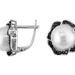 BLACK PEARL & DIAMOND EARRING