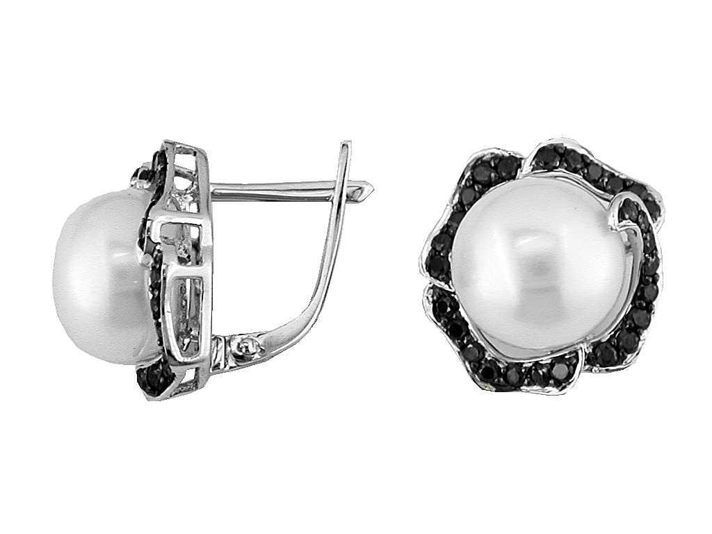 BLACK PEARL & DIAMOND EARRING