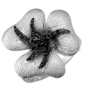 BLACK DIAMOND FLOWER RING