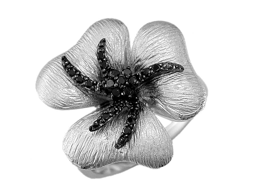 BLACK DIAMOND FLOWER RING