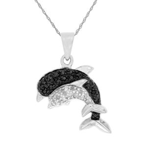 BLK DIA & DIA DOLPHIN PENDANT