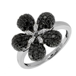 BLACK DIA & DIA FLOWER RING