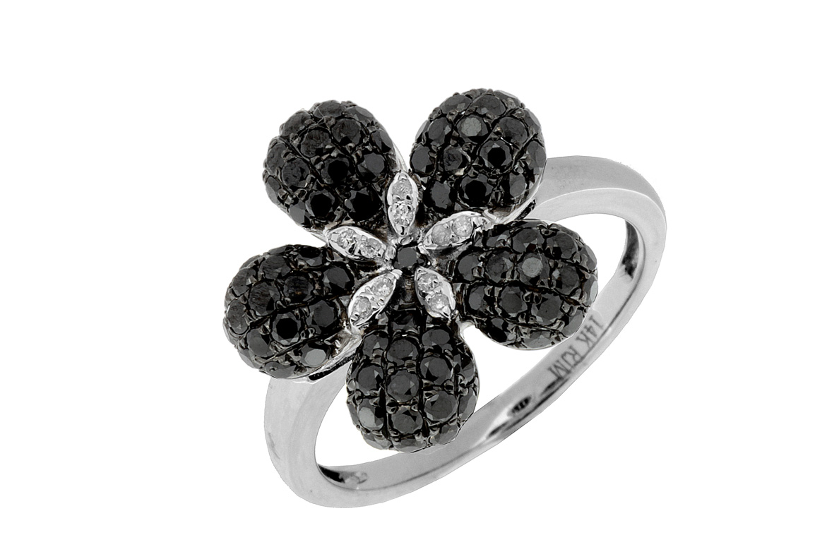 BLACK DIA & DIA FLOWER RING