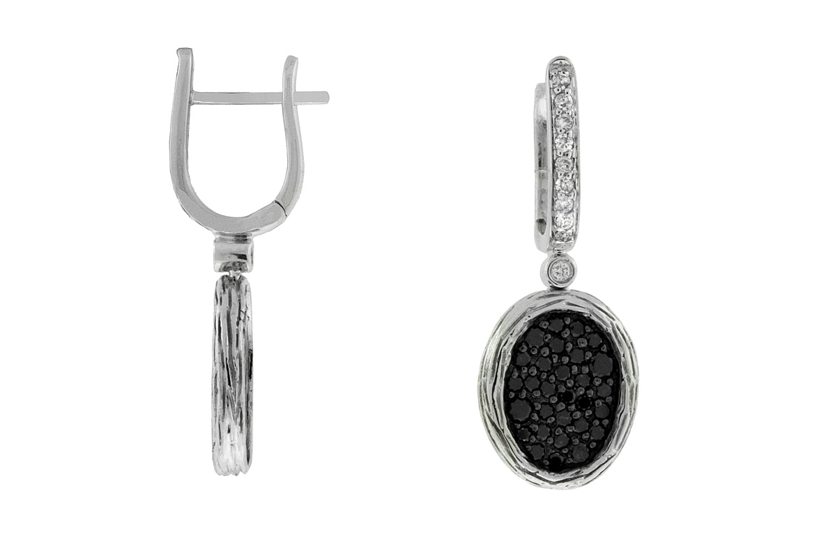 BLACK DIAMOND & DIA EARRING