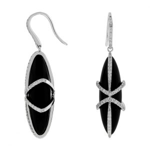 DIAMOND & BLACK ONYX EARRING