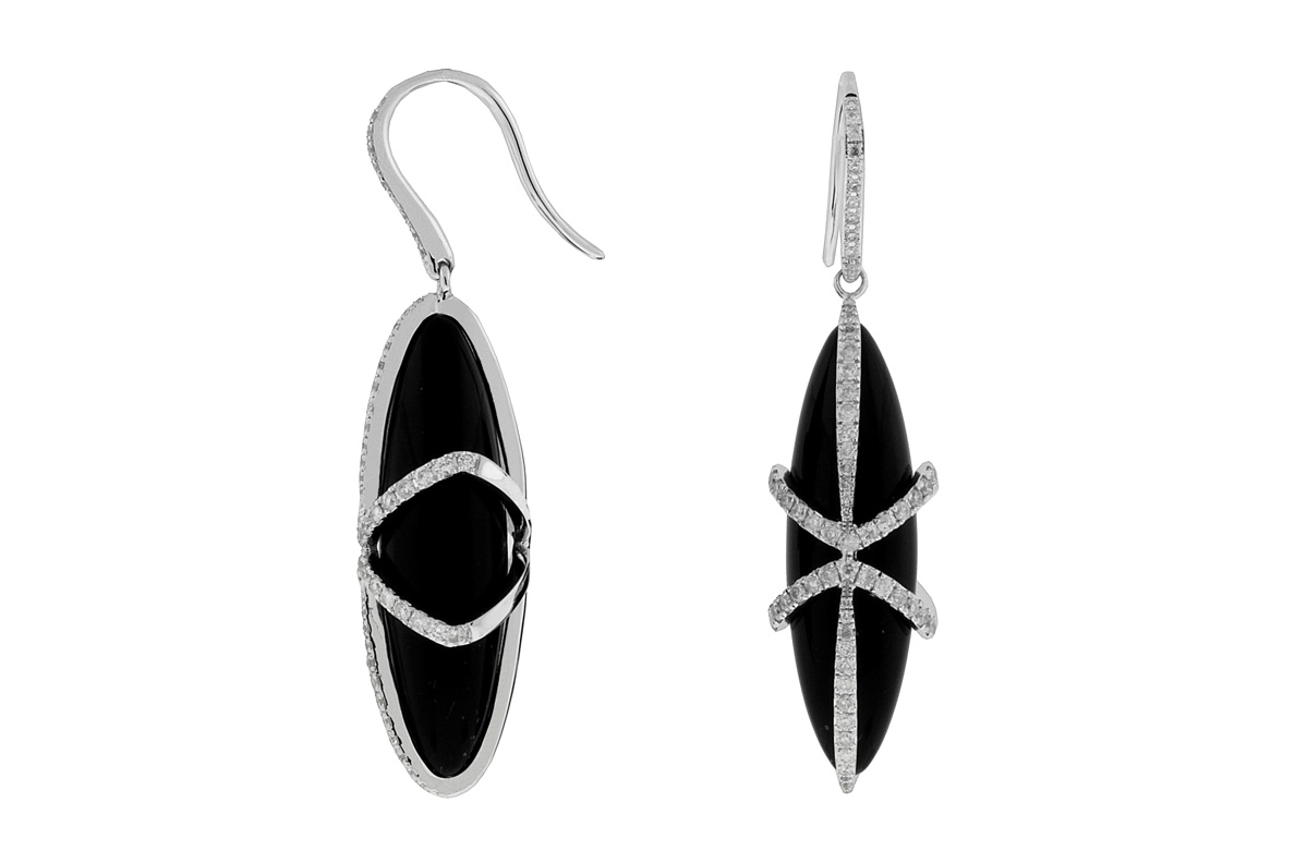DIAMOND & BLACK ONYX EARRING
