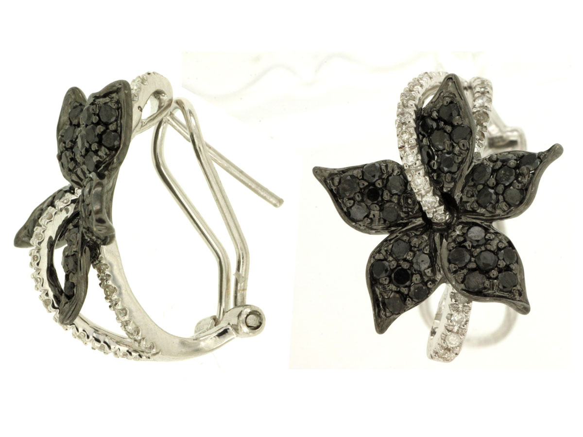 BLACK DIA & DIA FLOWER EARRING