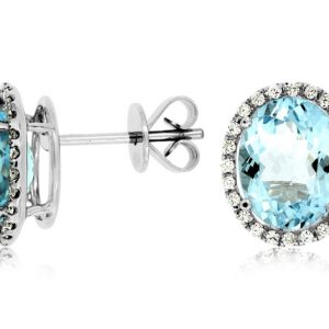 AQUAMARINE & DIAMOND EARRING