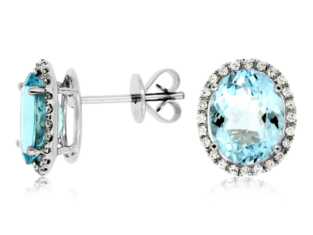 AQUAMARINE & DIAMOND EARRING