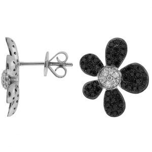 BLACK DIA & DIA FLOWER EARRING