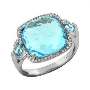 BLUE TOPAZ & DIAMOND RING