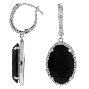 DIAMOND & BLACK OMYX EARRING