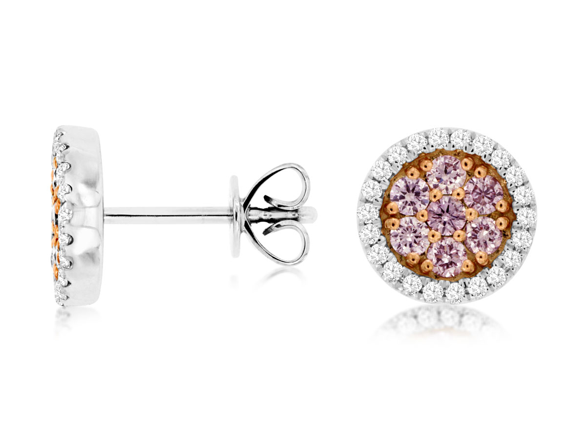 WHITE & PINK DIAMOND EARRING