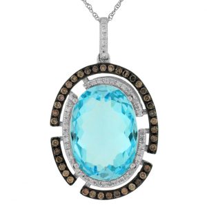 FANCY DIA &BLUE TOPAZ PENDANT