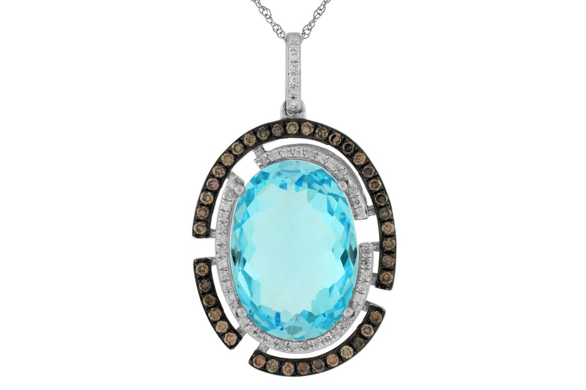 FANCY DIA &BLUE TOPAZ PENDANT