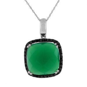 BLK DIA & GREEN AGATE PENDANT
