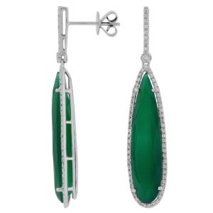 DIAMOND & GREEN AGATE EARRING