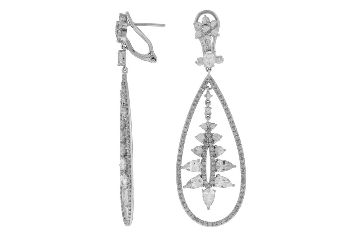 DIA & WHITE SAPPHIRE EARRING