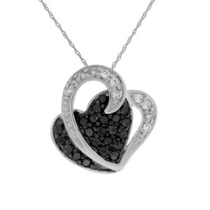 BLACK DIA & DIA HEART PENDANT