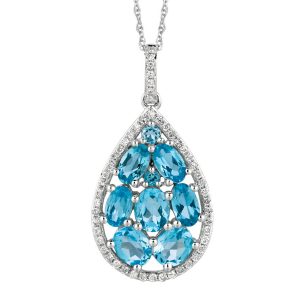 BLUE TOPAZ & DIAMOND PENDANT