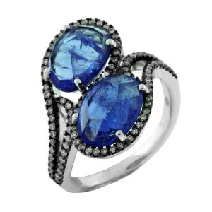 TANZANITE & DIAMOND 18K RING