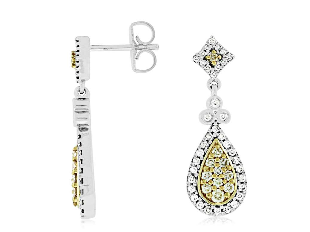 YELLOW DIA & DIAMOND EARRING
