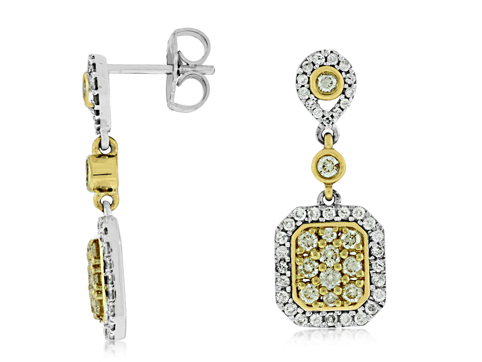 YELLOW DIA & DIAMOND EARRING