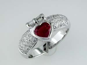 RUBY & DIAMOND HEART RING