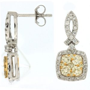 YELLOW DIA & DIAMOND EARRING