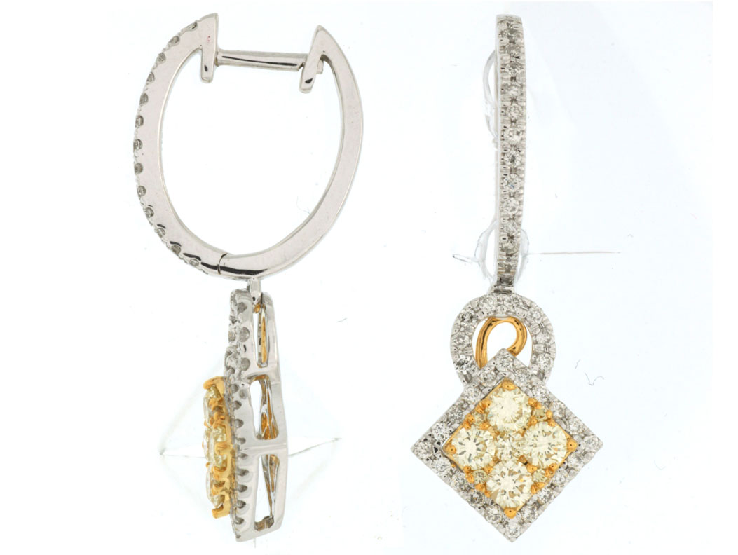 YELLOW DIA & DIAMOND EARRING