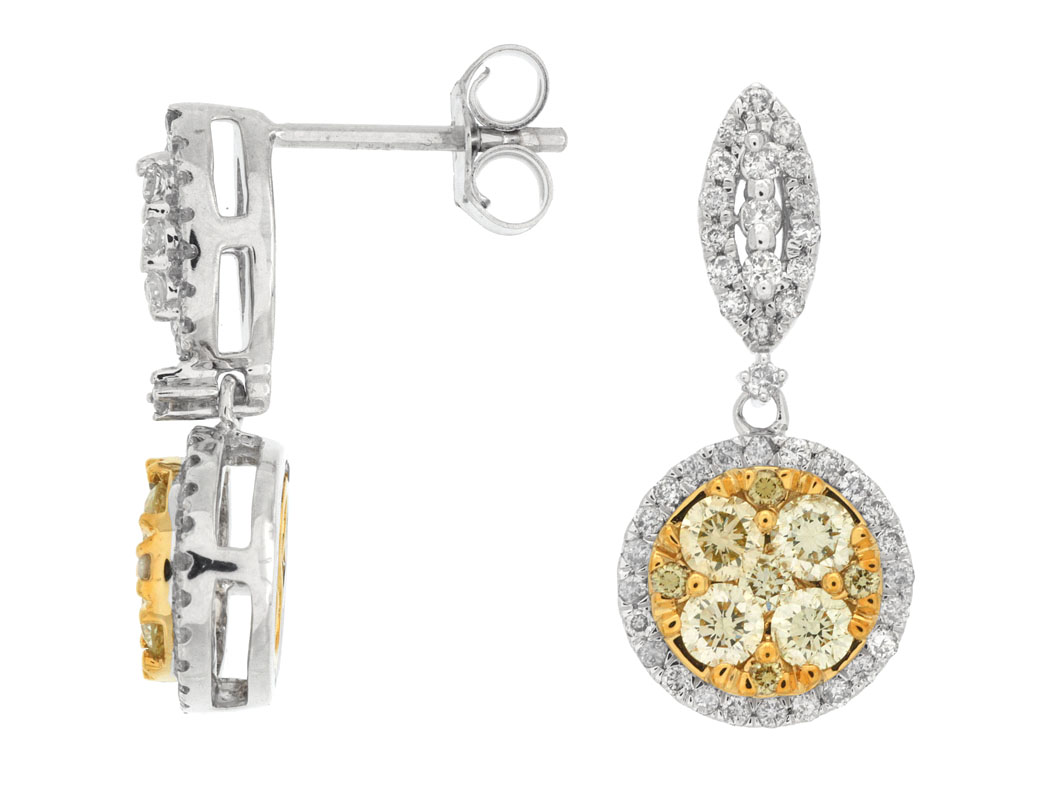 YELLOW DIA & DIAMOND EARRING