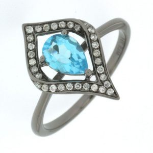 BLUE TOPAZ & DIAMOND RING