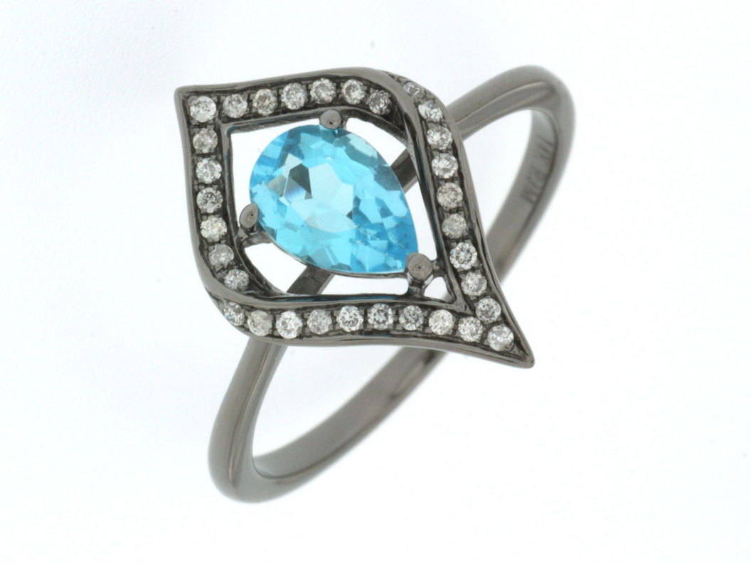 BLUE TOPAZ & DIAMOND RING
