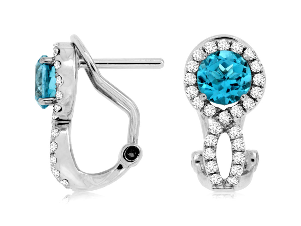 BLUE TOPAZ & DIAMOND EARRING