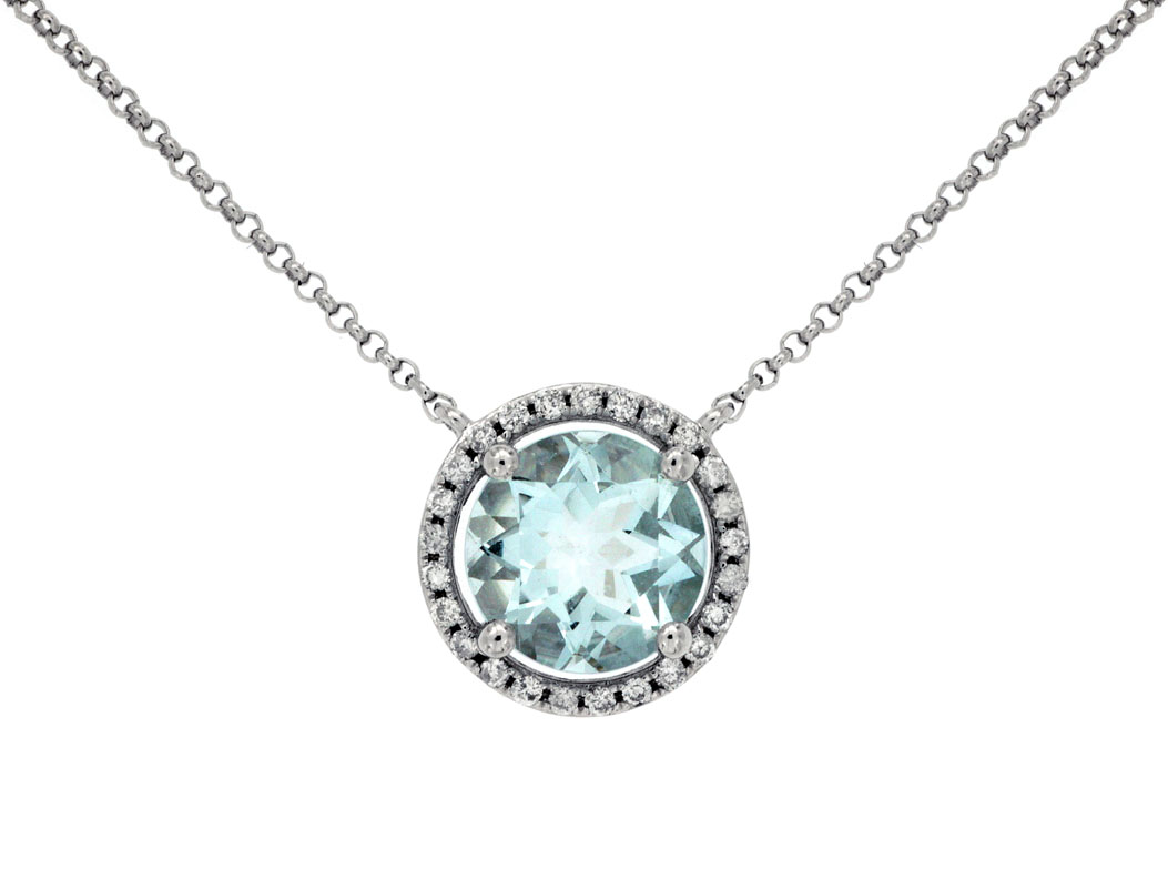 AQUAMARINE & DIAMOND NECKLACE
