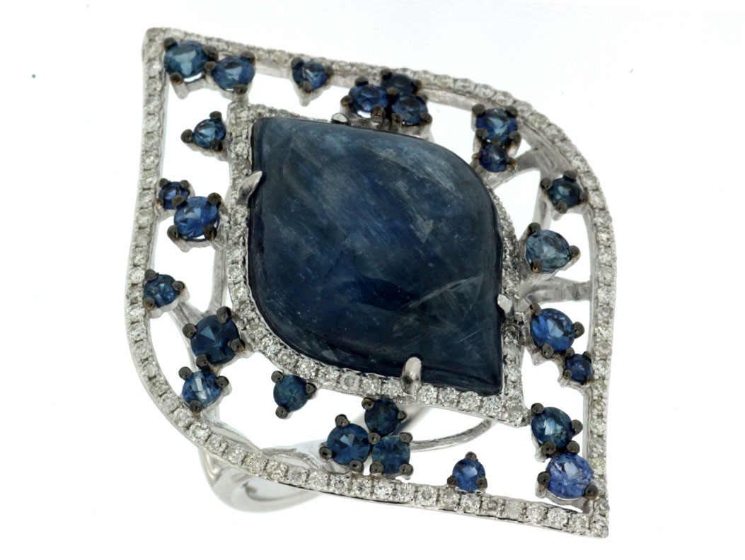 DIAMOND& SAPPHIRE&KYANITE RING